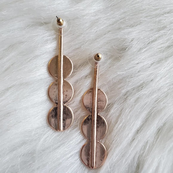 New Women's Triple Plated Disc Drop Earrings Gold-Tone - Picture 3 of 4